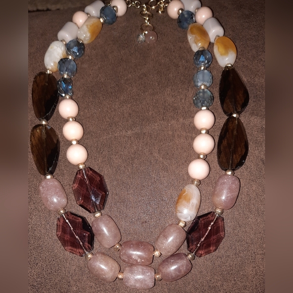 Loft Gemstone multistrand necklace signed crackle quartz faceted crystal beaded - Picture 13 of 15